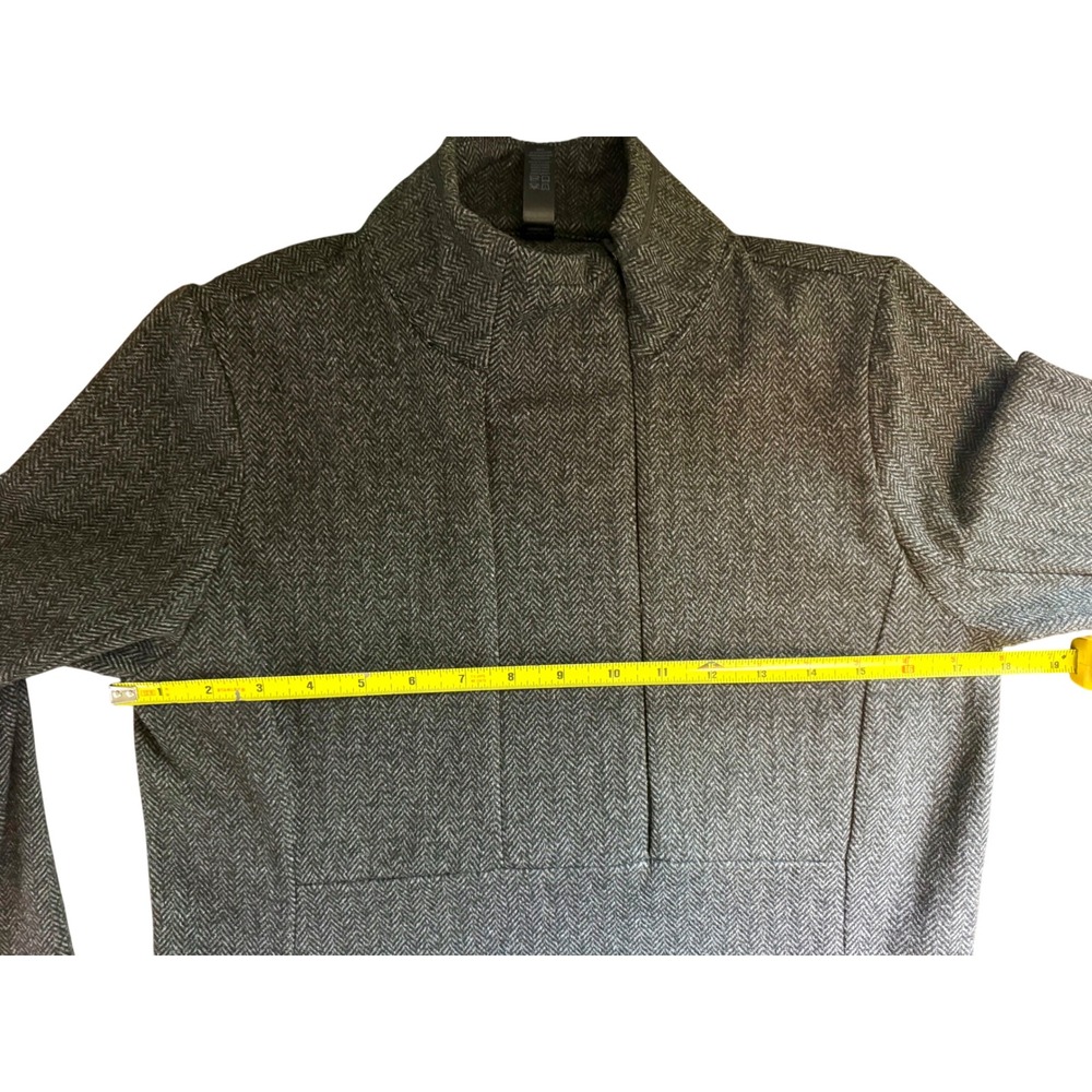 Zella Womens Small Gray Herringbone Asymmetric Zip Thumbhole Pullover - Picture 7 of 12